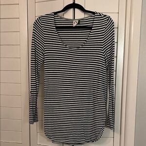 Anthropologie Navy and White Striped Long Sleeve Top